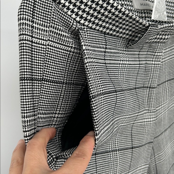 Marella Plaid Slim Ankle Pants Black White Houndstooth Stretch Trousers Sz 4 - Picture 4 of 13